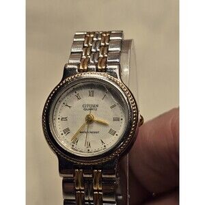 Vintage Citizen Watch Women Gold Silver Tone 5930-S24761. New Battery. 8" Band